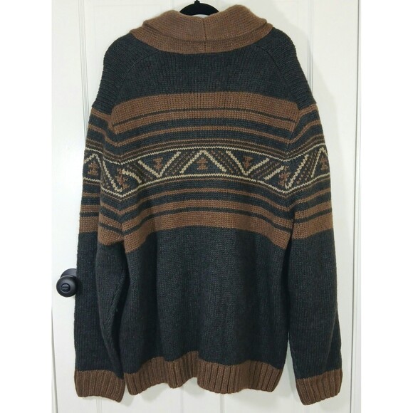 ROWN Men Cardigan Button Sweater XXL Blue Brown Preppy Work Outdoors Grandpacore - Picture 11 of 16